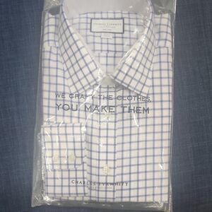 Charles Tyrwhitt White and Blue Grid Dress Shirt